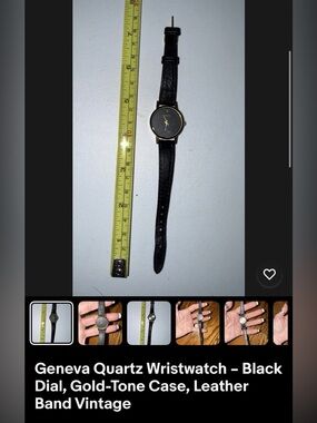 Geneva Black Dial Watch with Gold-Tone Case